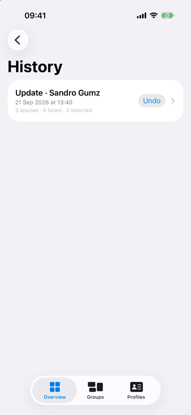 History su iPhone: un lotto Update con il suo pulsante Undo